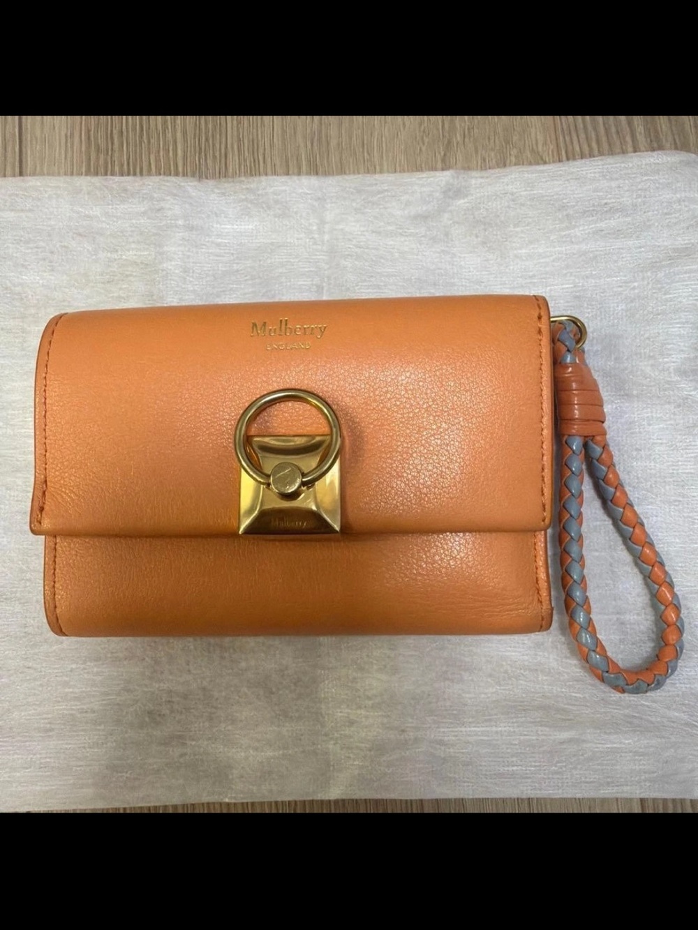 Mulberry Orange Leather Wristlet Wallet